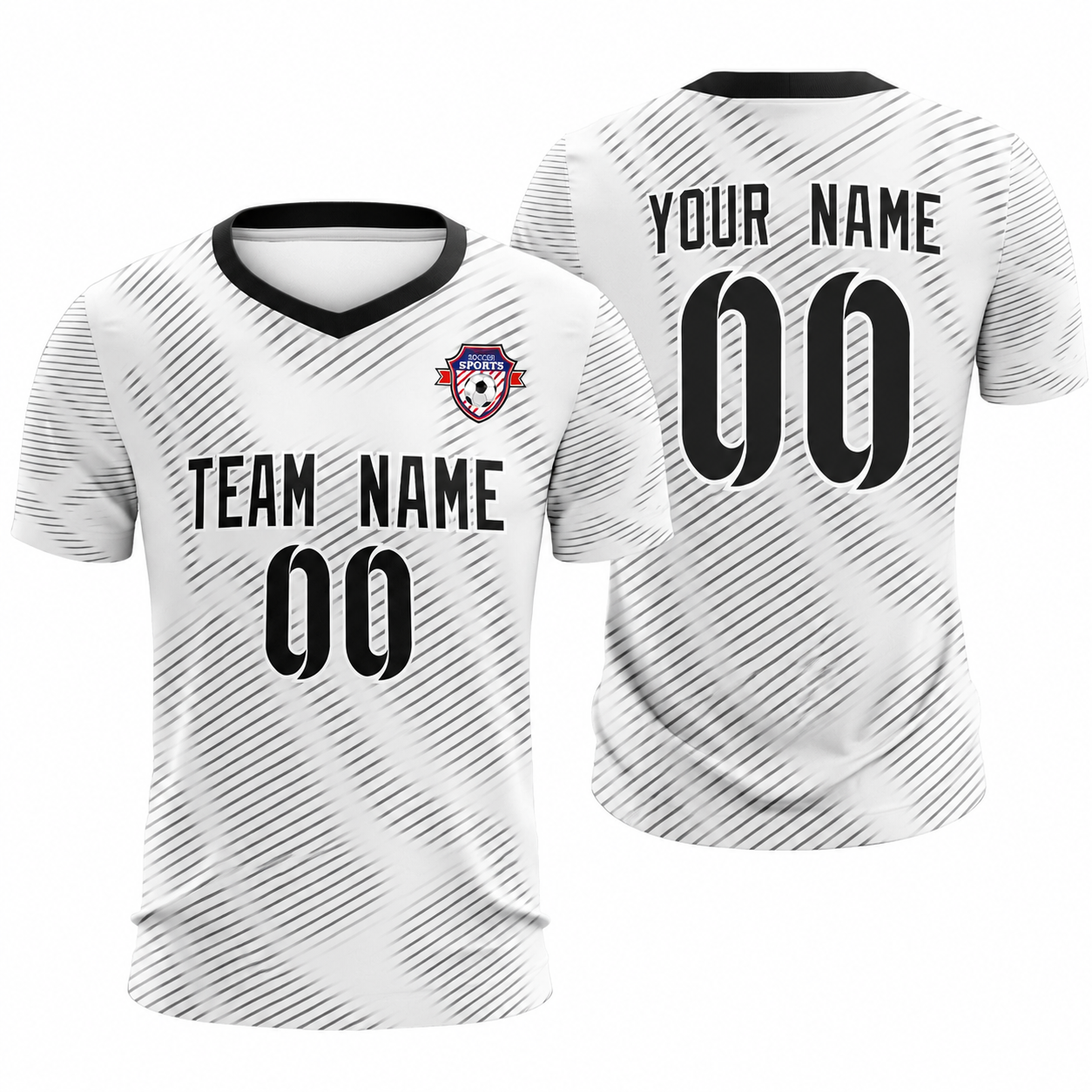 Custom White Black Training Uniform For Men Soccer Sets Jersey