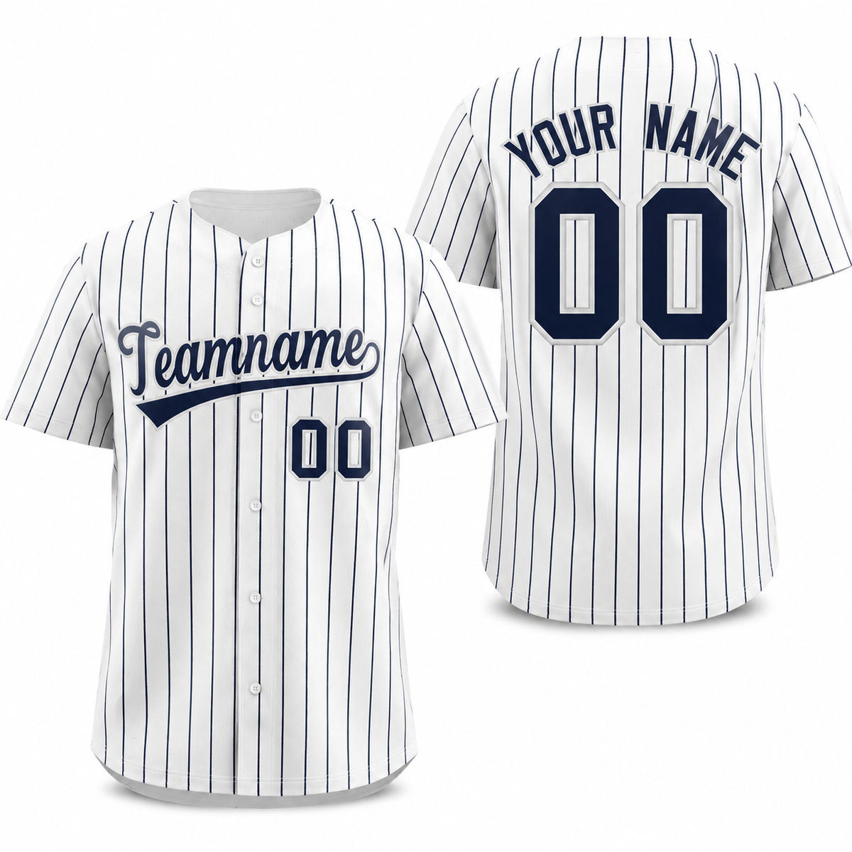 Custom White Navy Stripe Fashion Athletic Baseball Jersey