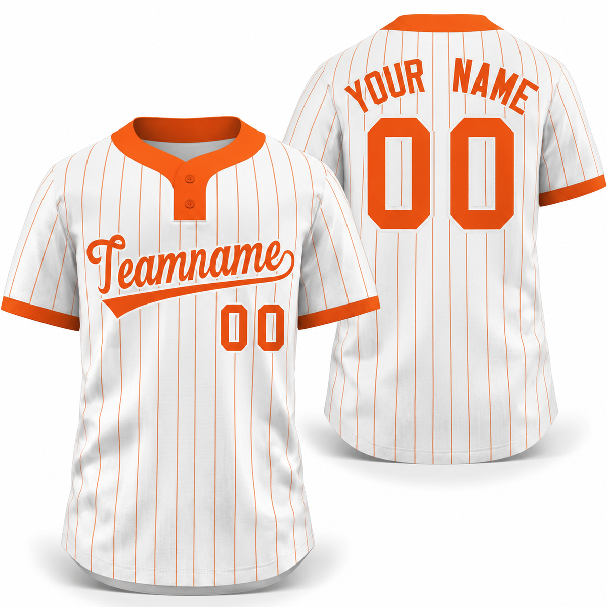 Custom White Orange Stripe Fashion  Two-Button Softball Jersey