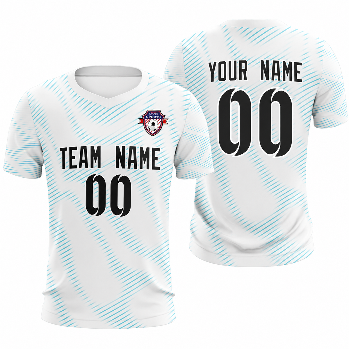 Custom White Sky Blue Training Uniform For Men Soccer Sets Jersey