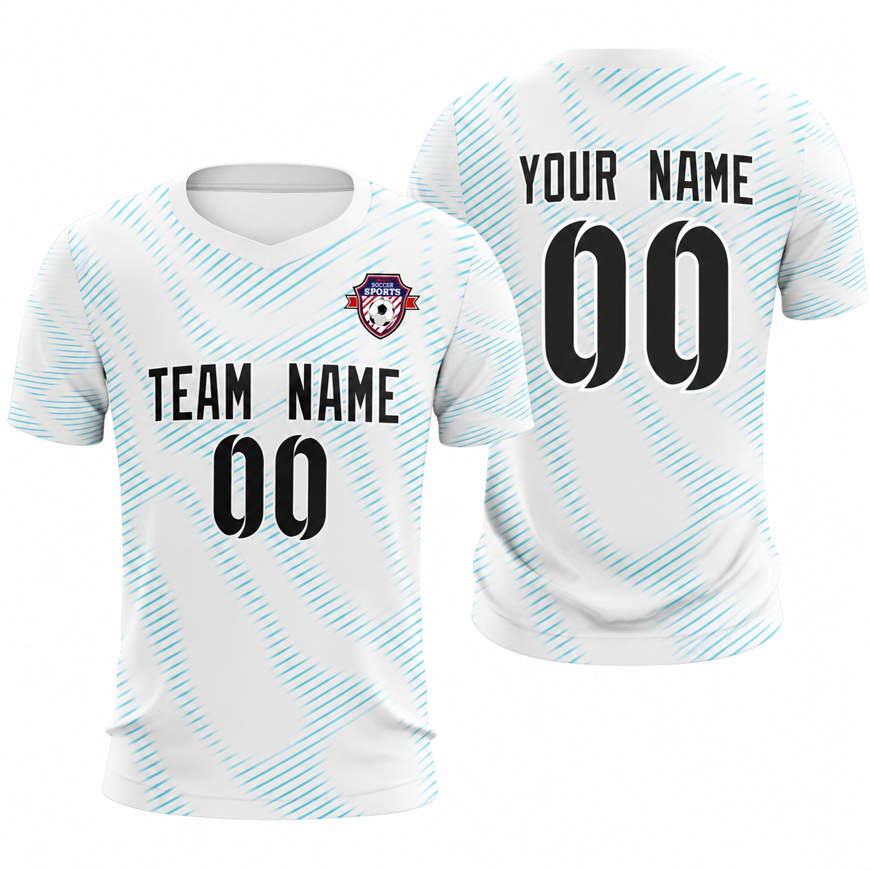 Custom White Sky Blue Training Uniform For Men Soccer Sets Jersey