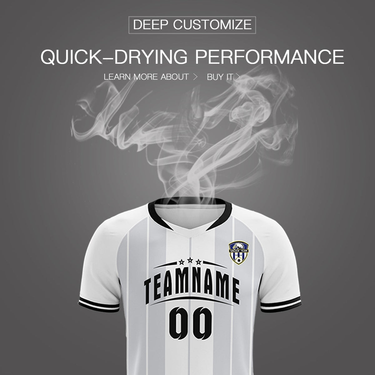 Custom White Classic Striped Personalized Soccer Tops/Sets Jersey