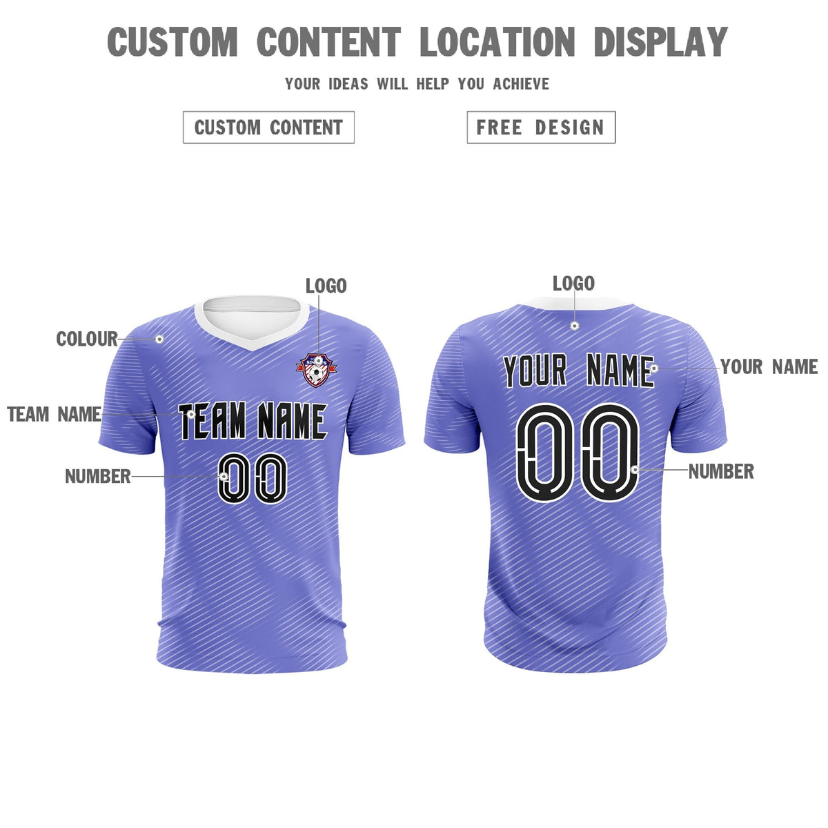 Custom Light Purple White Training Uniform For Men Soccer Sets Jersey
