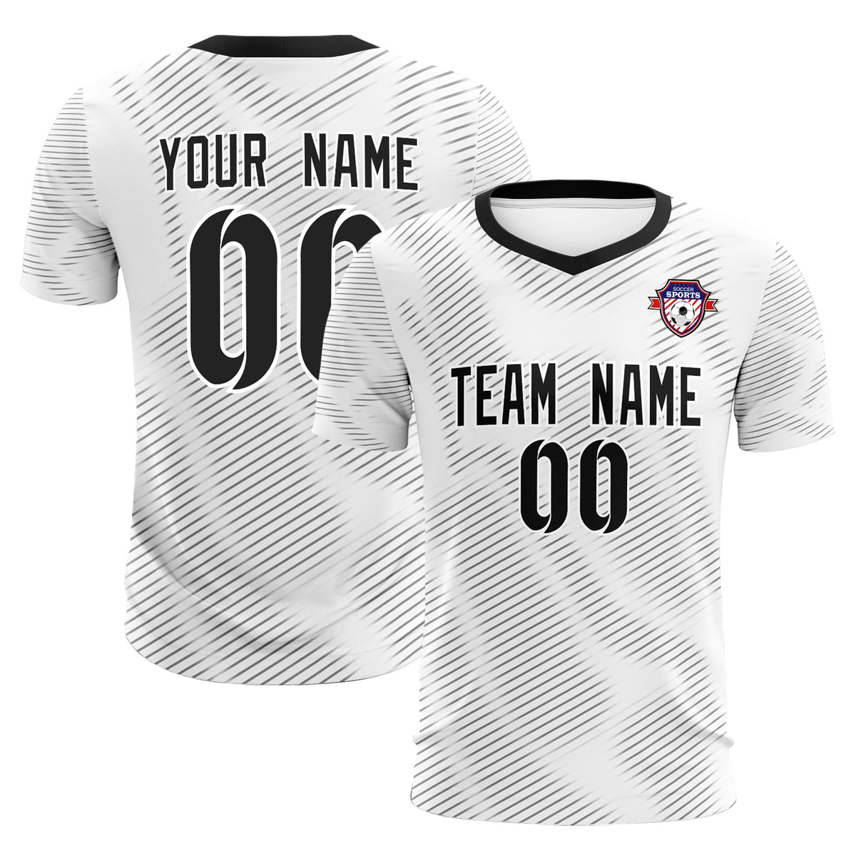 Custom White Black Training Uniform For Men Soccer Sets Jersey