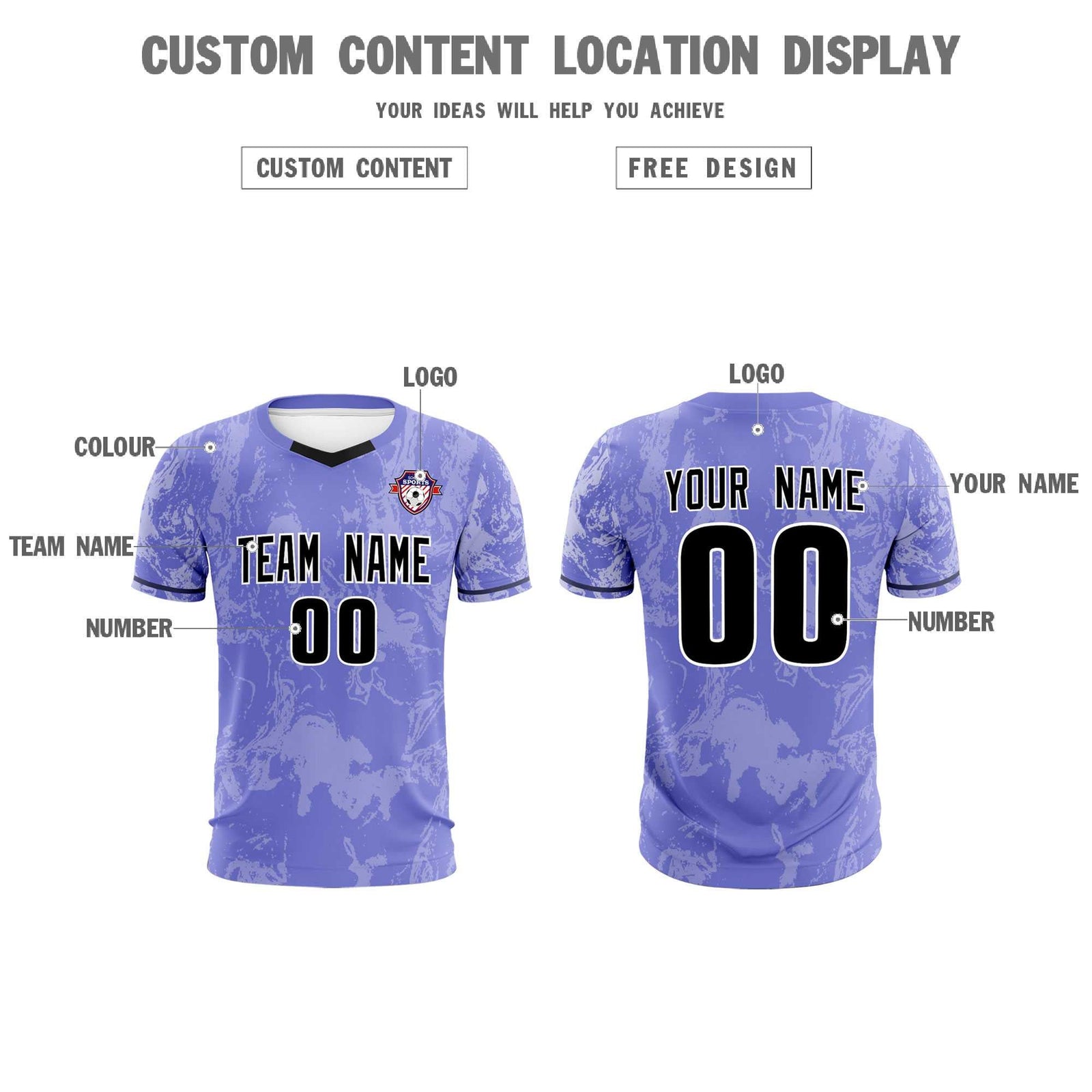 Custom Purple Classic Graffiti Pattern Sportswear Soccer Tops/Sets Jersey