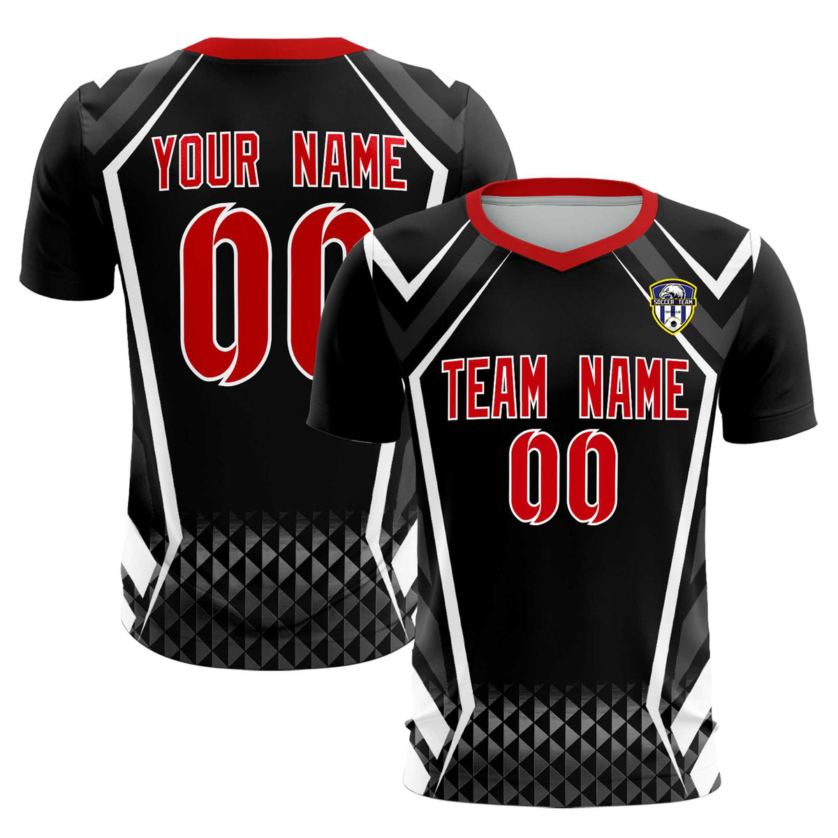 Custom Black Abstract Breathable Soccer Tops/Sets Jersey