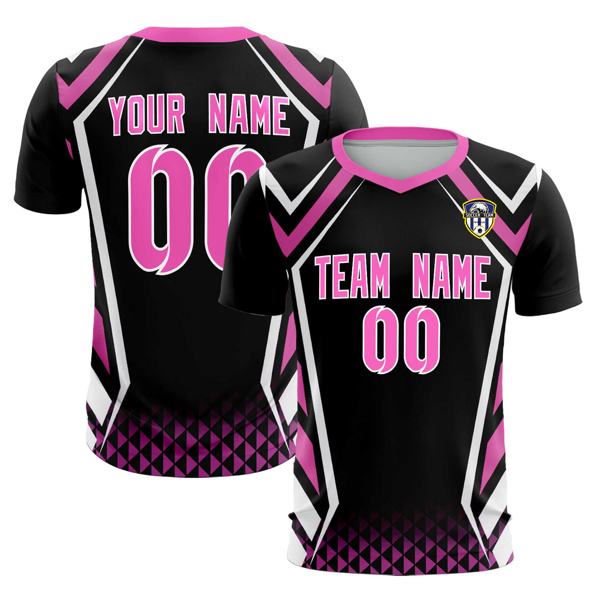 Custom Black Abstract Breathable Soccer Tops/Sets Jersey