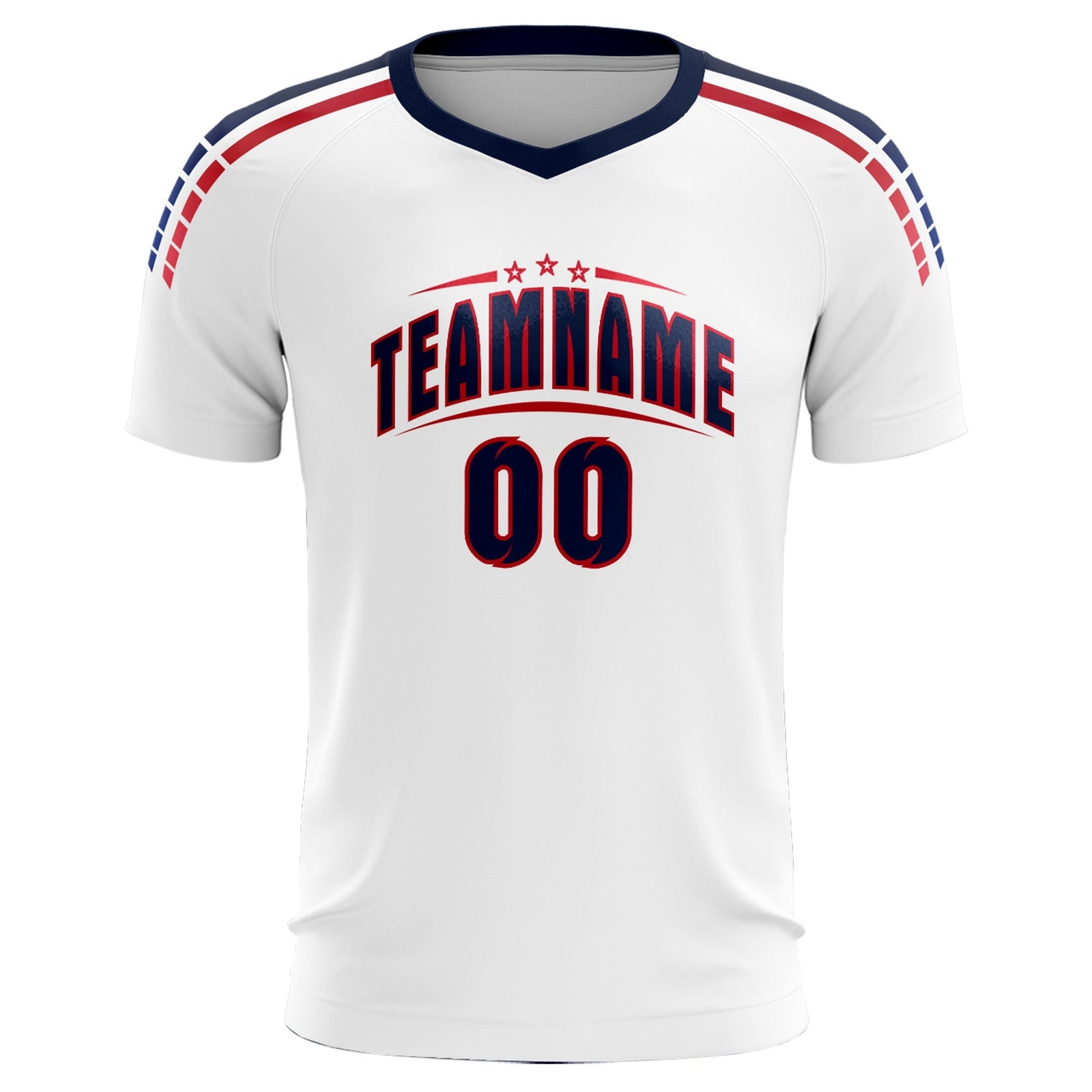 Custom white Striped Quick Dry Tops Soccer Sets Jersey