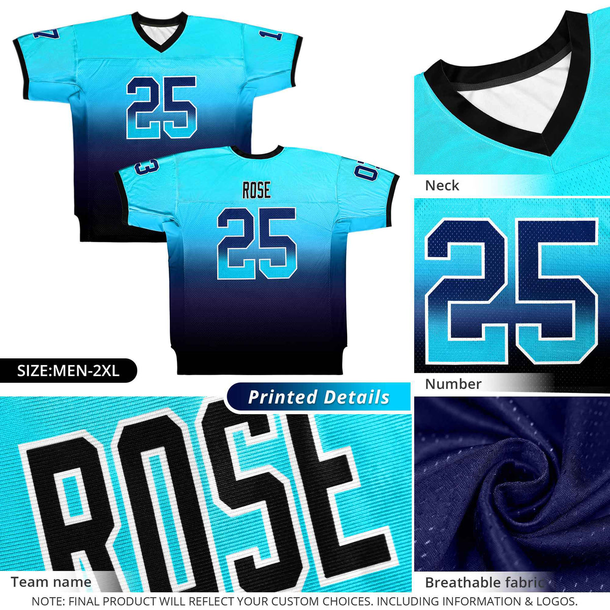 Custom Purple Black-White Gradient Fashion Outdoor Authentic Football Jersey
