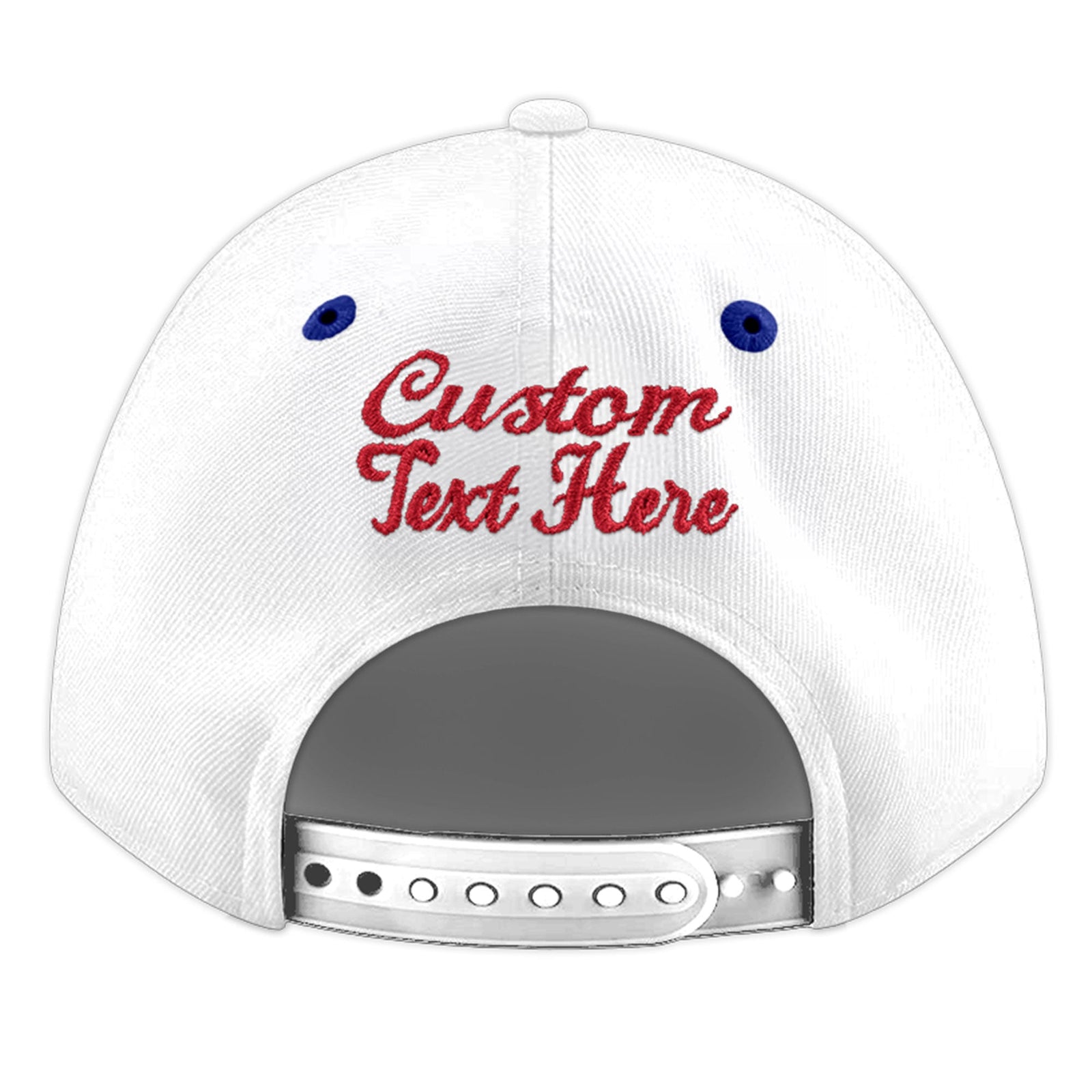 Custom White Royal Blue 3D Puff Embroidery Flat Embroidery Casual Sport Baseball Cap