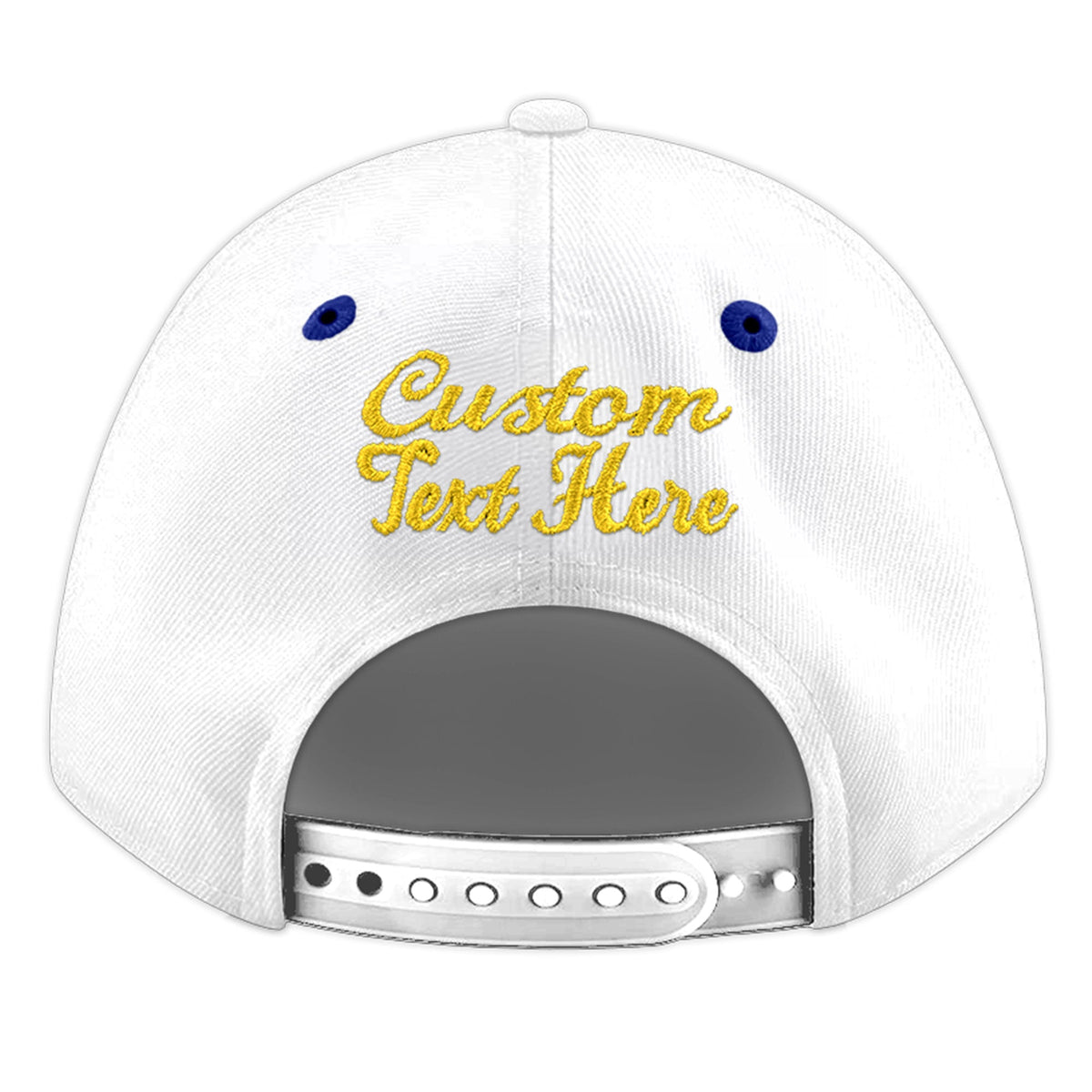 Custom White Royal Blue 3D Puff Embroidery Flat Embroidery Casual Sport Baseball Cap