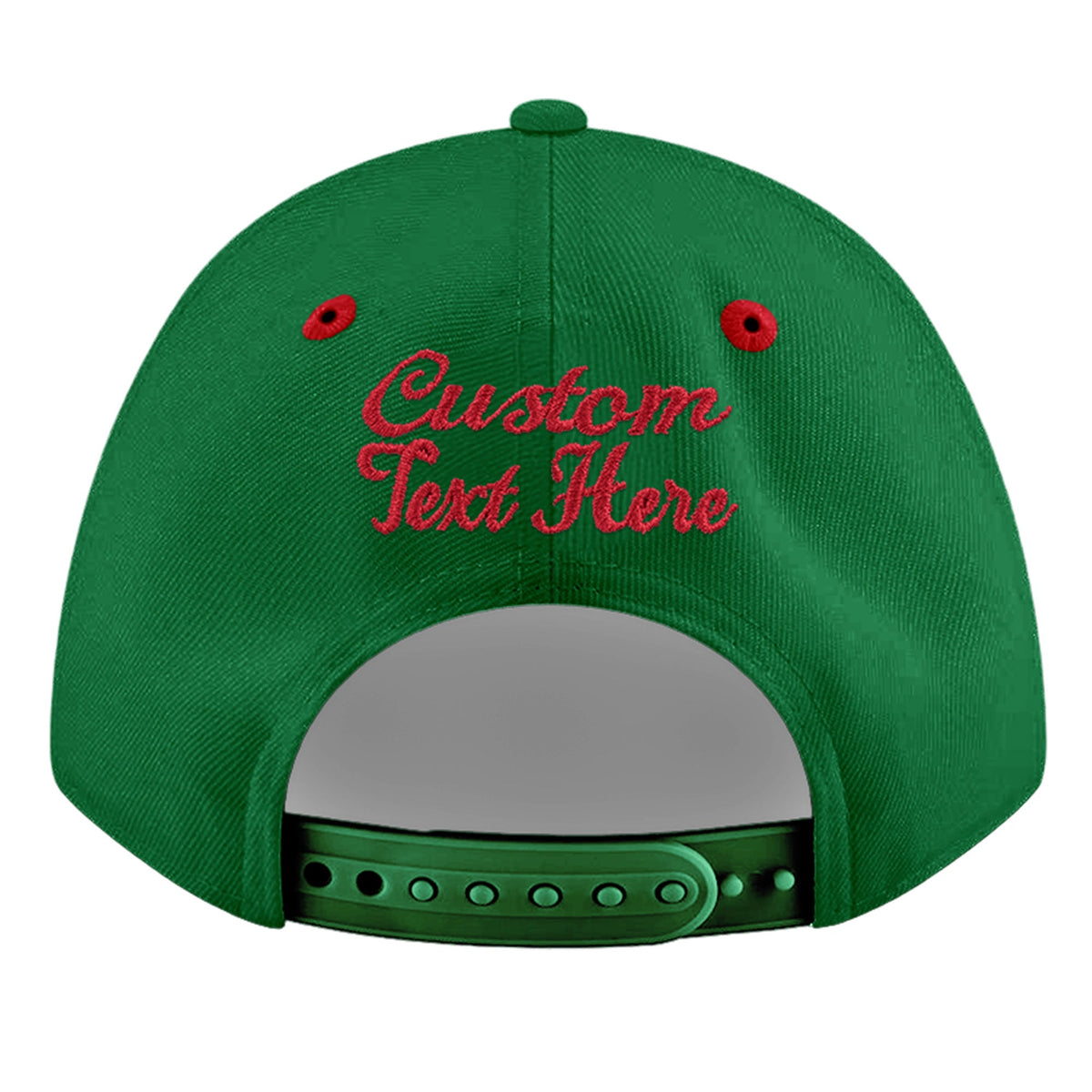 Custom Kelly Green Red 3D Puff Embroidery Flat Embroidery Casual Sport Baseball Cap