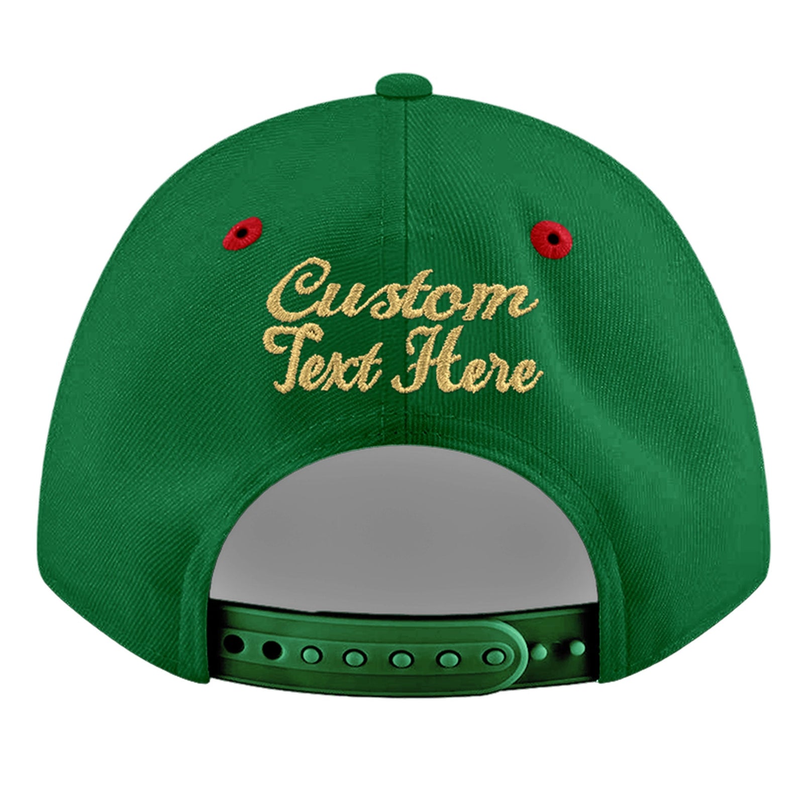 Custom Kelly Green Red 3D Puff Embroidery Flat Embroidery Casual Sport Baseball Cap