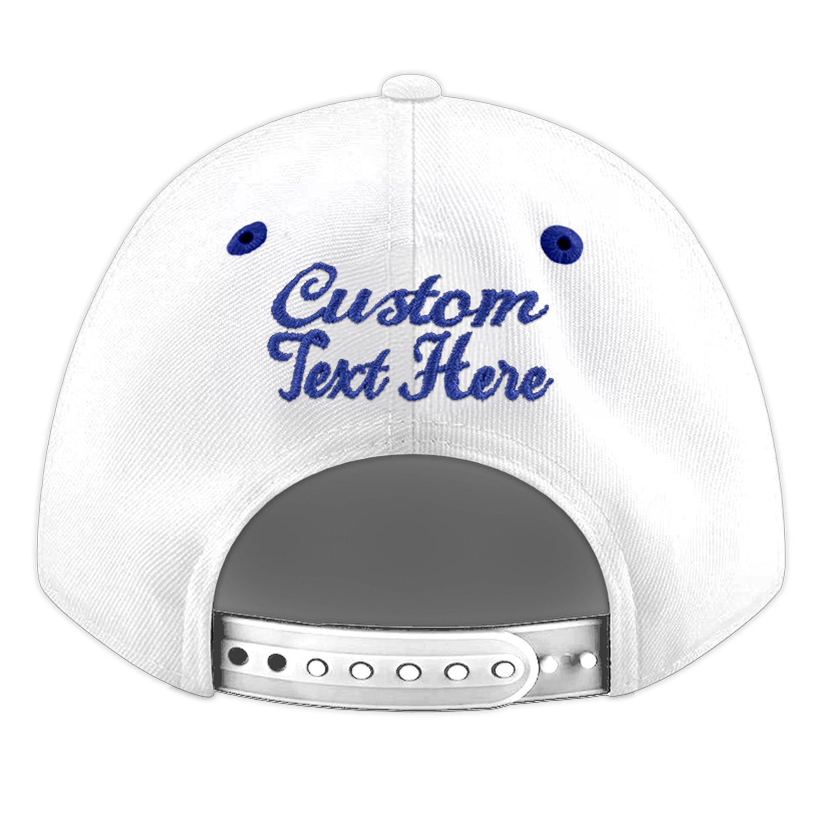 Custom White Royal Blue 3D Puff Embroidery Flat Embroidery Casual Sport Baseball Cap