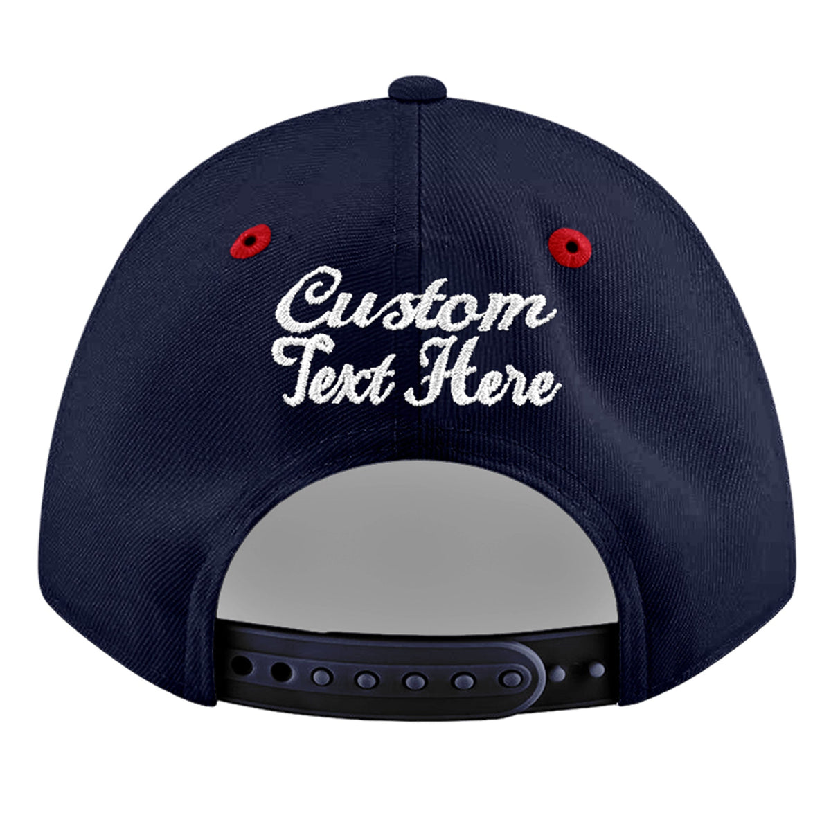 Custom Navy Red 3D Puff Embroidery Flat Embroidery Casual Sport Baseball Cap