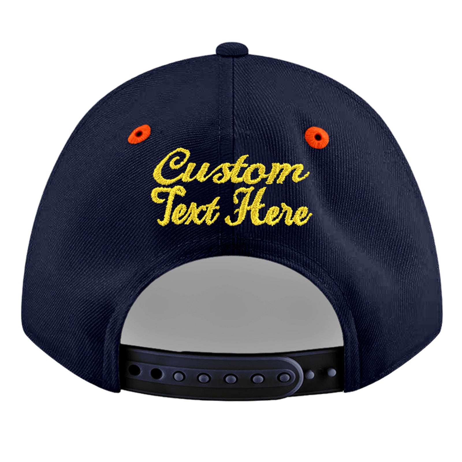 Custom Navy Navy Orange 3D Puff Embroidery Flat Embroidery Casual Sport Baseball Cap