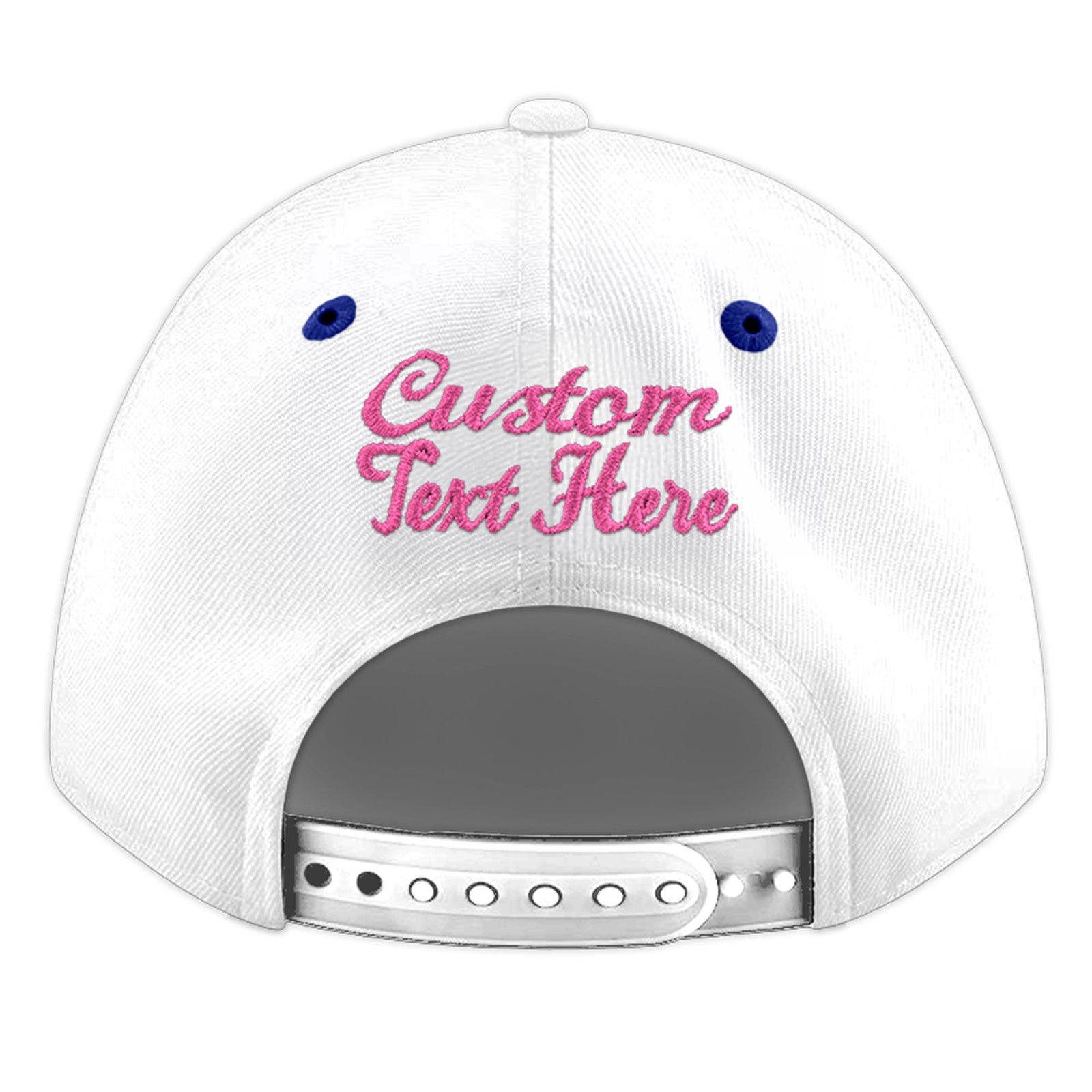 Custom White Royal Blue 3D Puff Embroidery Flat Embroidery Casual Sport Baseball Cap