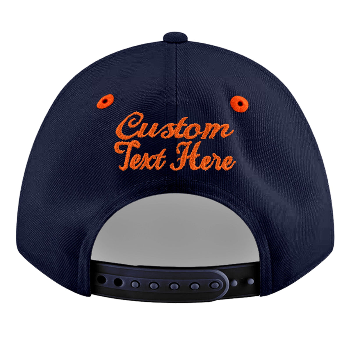Custom Navy Navy Orange 3D Puff Embroidery Flat Embroidery Casual Sport Baseball Cap