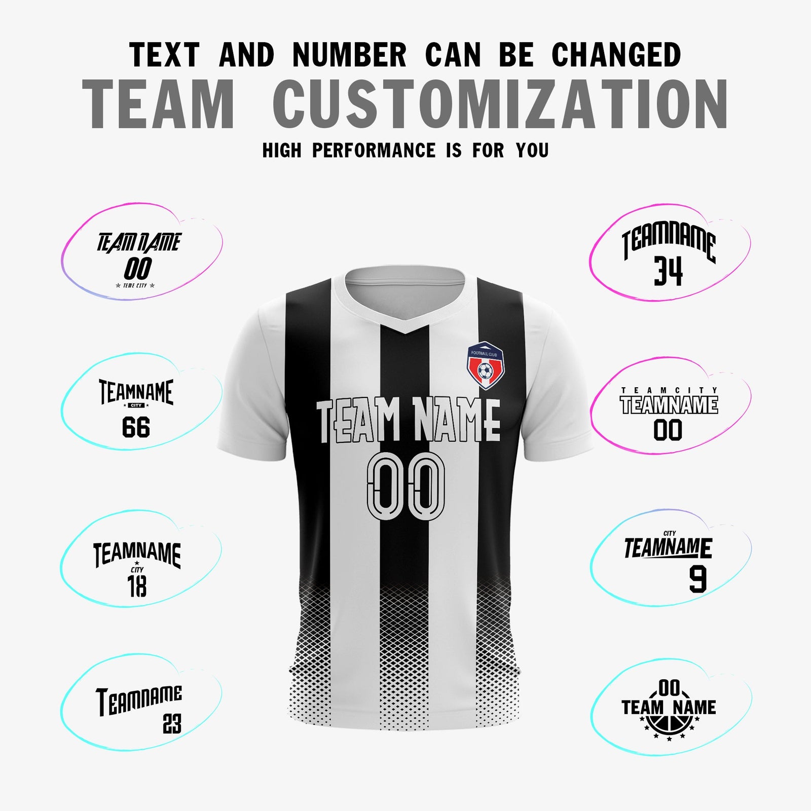Custom White Black Sport Soccer Tops Jersey