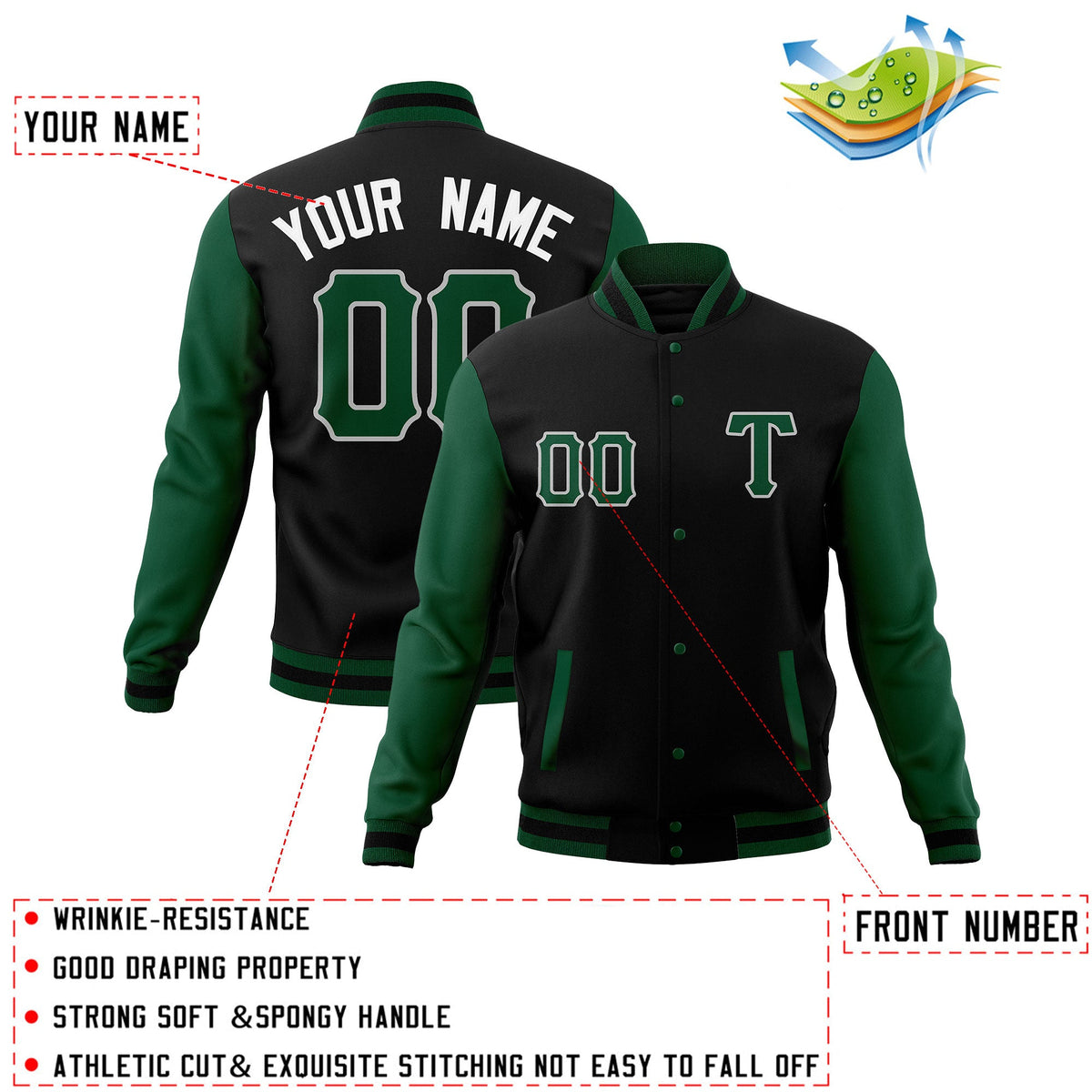 Custom Full-Snap Cotton Blend Baseball Jackets Varsity Letterman Coats