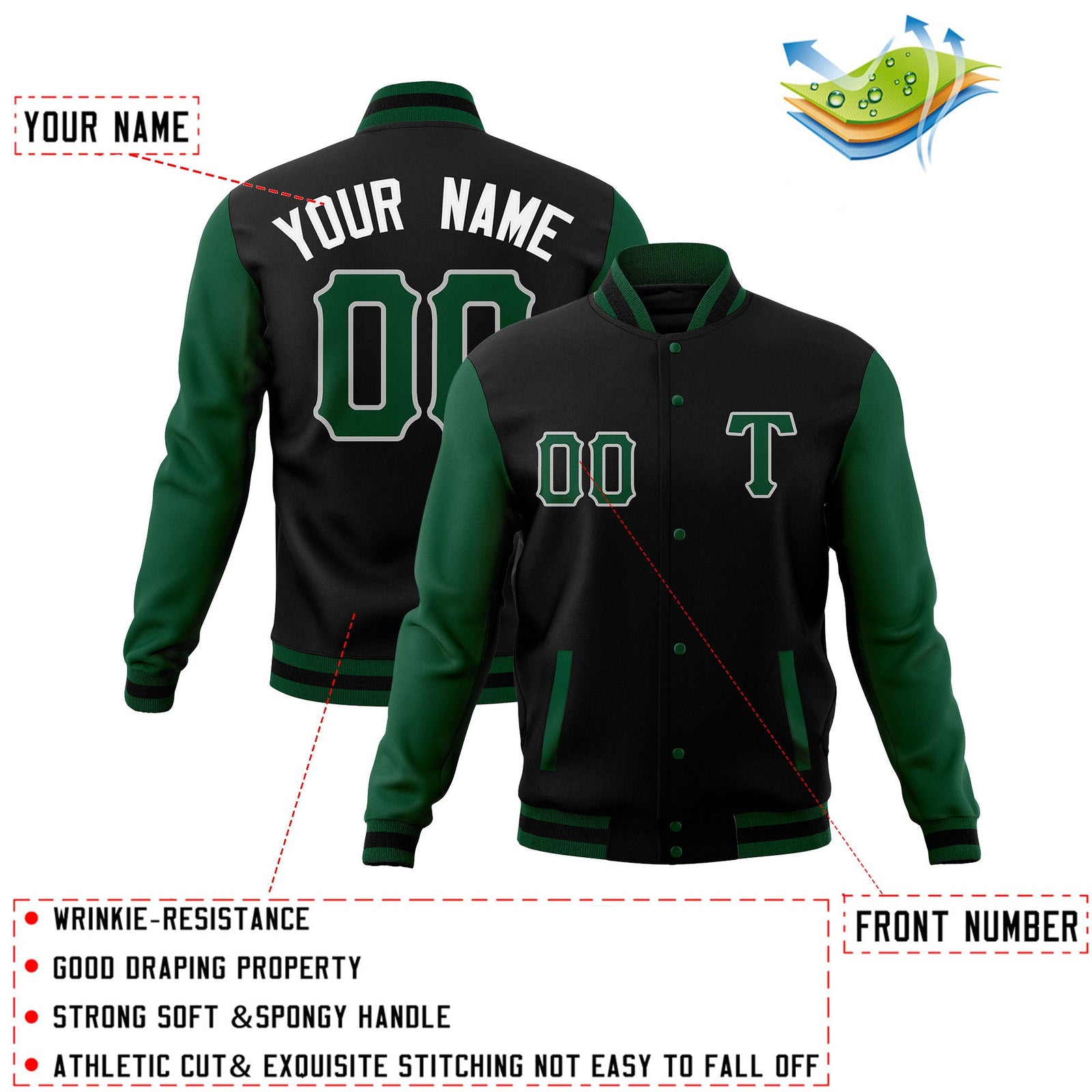 Custom Full-Snap Cotton Blend Baseball Jackets Varsity Letterman Coats