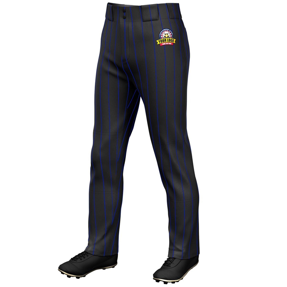 Custom Black Royal Pinstripe Fit Stretch Practice Loose-fit Baseball Pants
