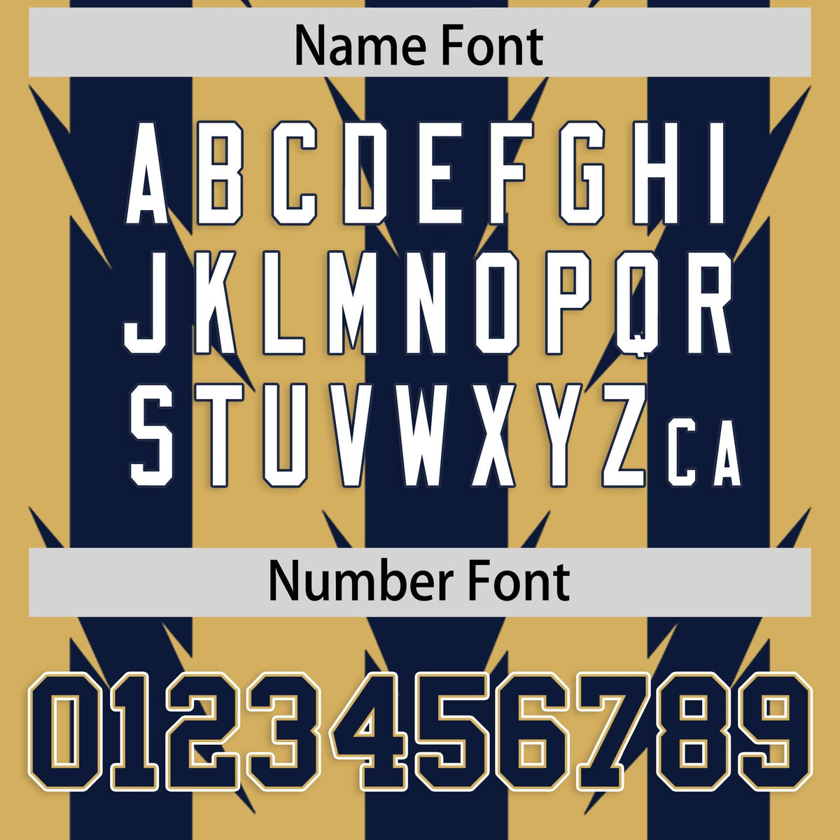 Custom Old Gold Navy Personalized Razr Stripe Graffiti Pattern Flag Football Jersey