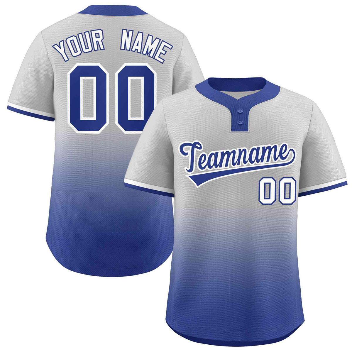 Custom Gray Royal Royal-White Gradient Fashion Authentic Two-Button Softball Jersey