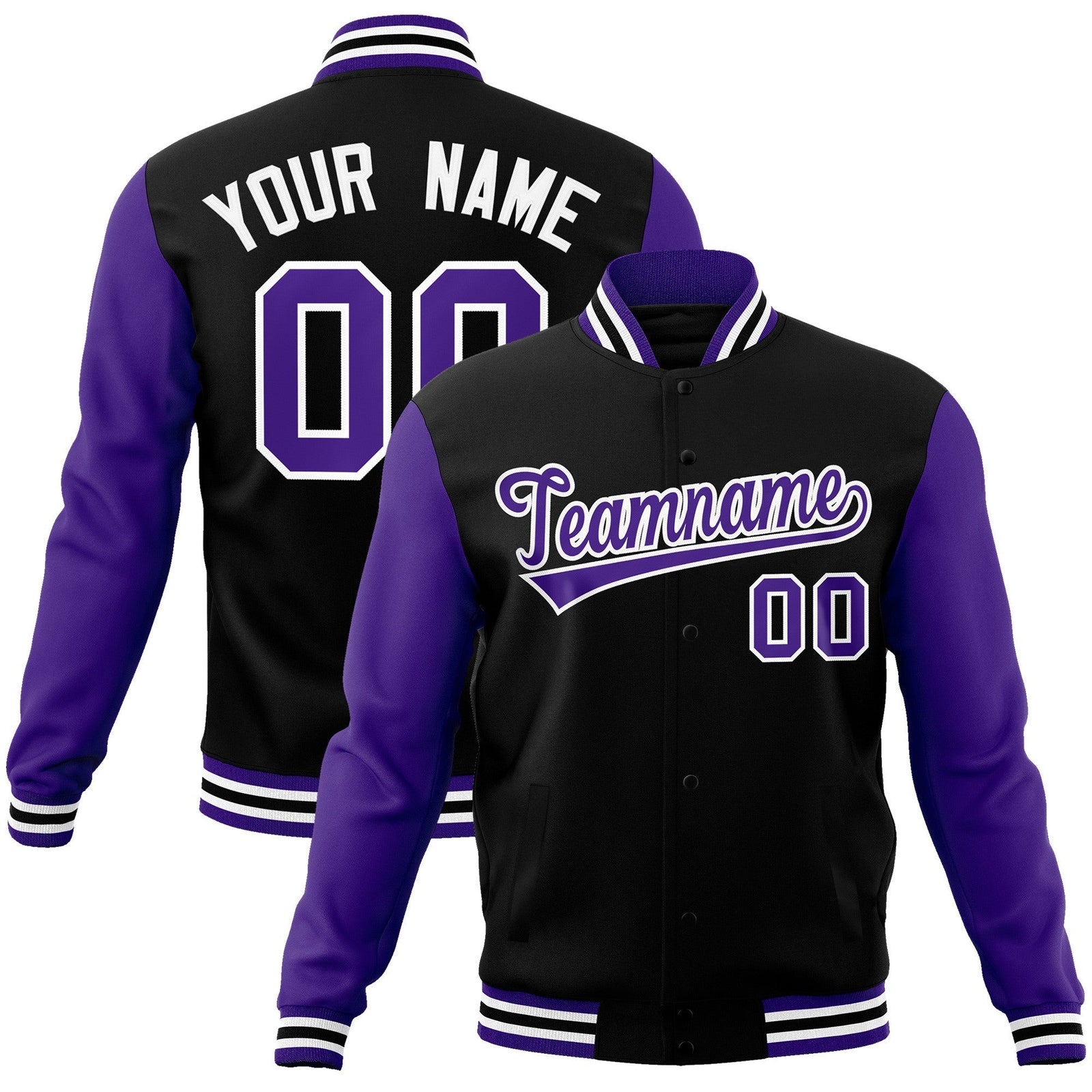 Custom Personalized Varsity Raglan Sleeves Letterman Baseball Jacket Stitched Name Number