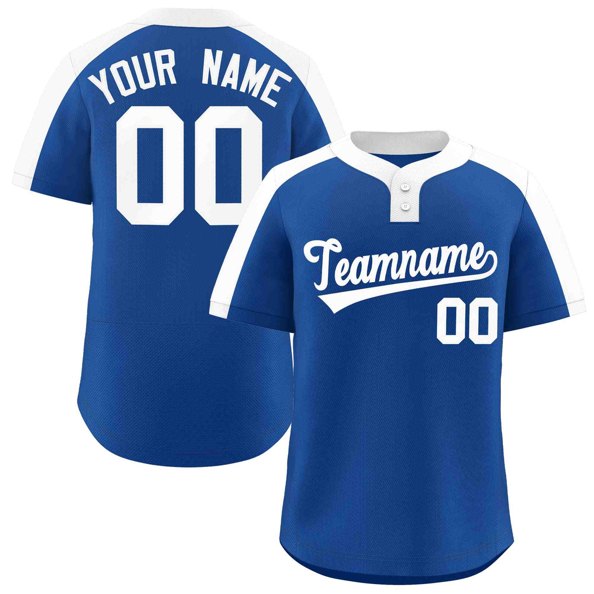 Custom Royal White Classic Style Authentic Two-Button Softball Jersey