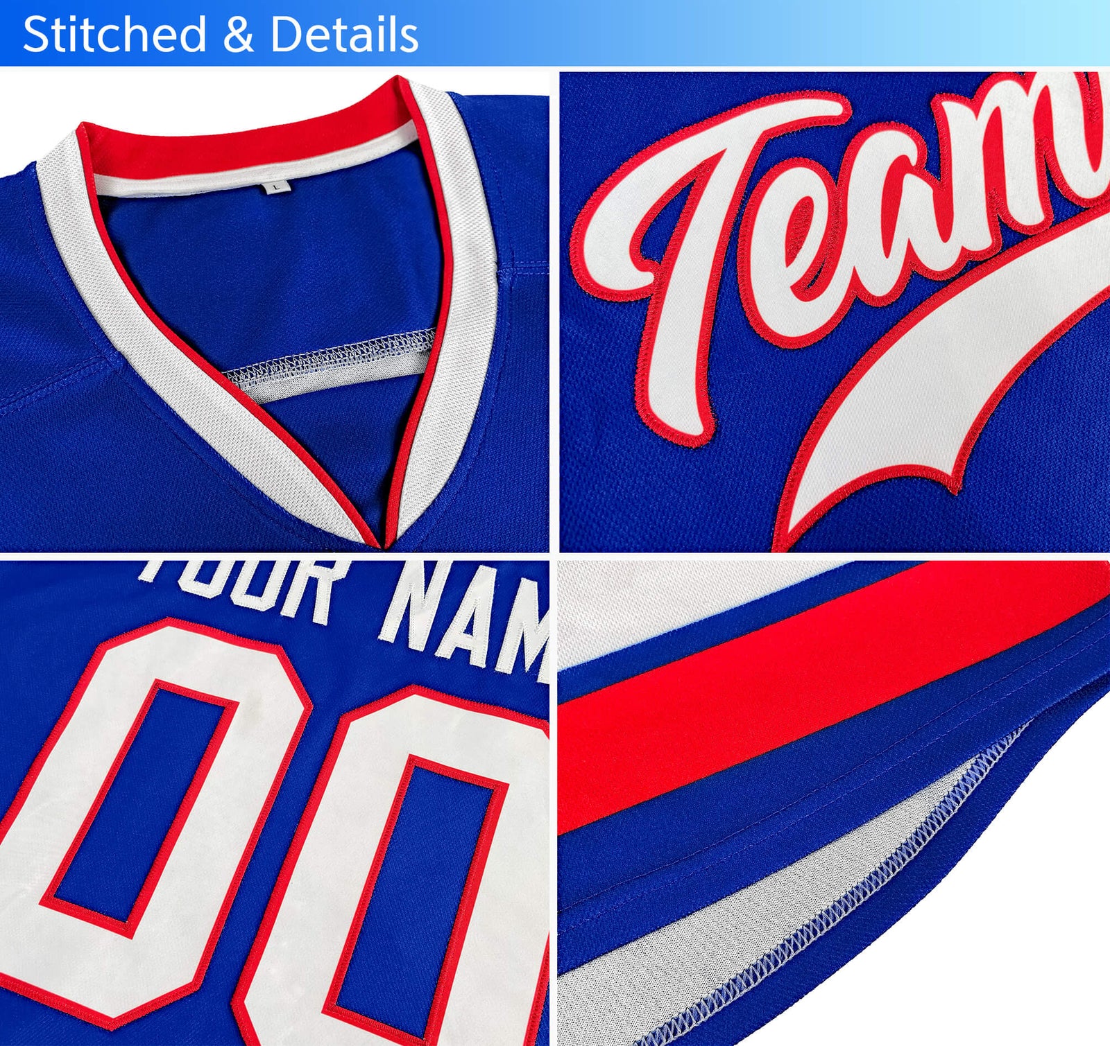 Custom Black Orange-White Personalized Classic V-Neck Hockey Jersey