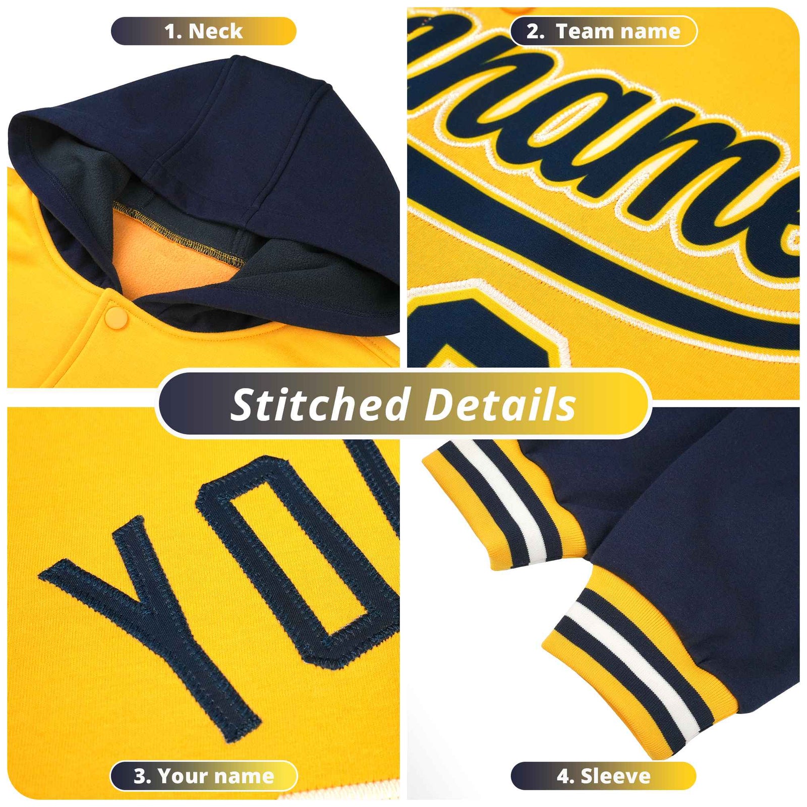 Custom Red Navy Raglan Sleeves Varsity Full-Snap Letterman Two Tone Jacket Hoodie